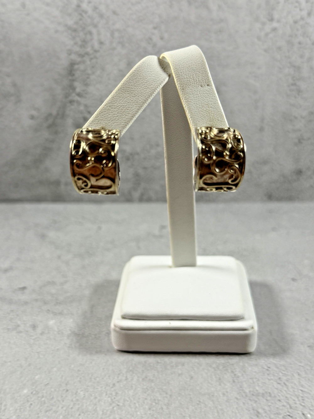 Sterling Silver Pierced Hoop Earrings with Raised Swirl Design